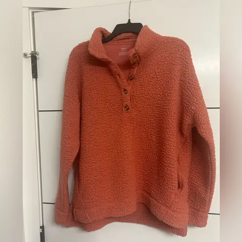 Aerie  Sherpa Fleece Pullover Rust Orange Women’s Size Small