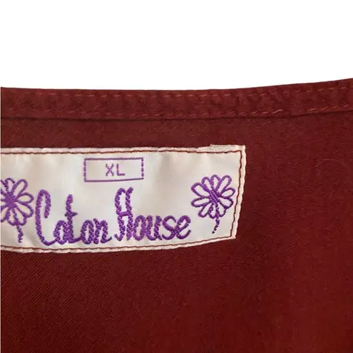 VTG cotton house 90s whimsigoth burgundy embroidered top boho western goth Fall Red Size XL
