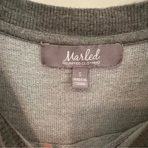 Marled Comfy Cozy Long Sleeve Split Hem Love Sweatshirt Women's Medium Gray