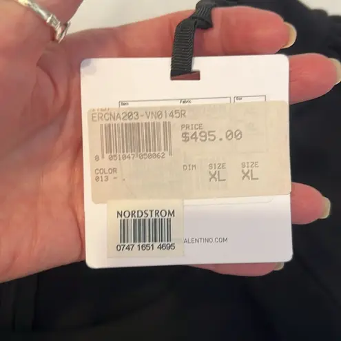 NWT Red Valentino szXL LBD with puff sleeves banded waist a bow and lacy trim Black Size XL