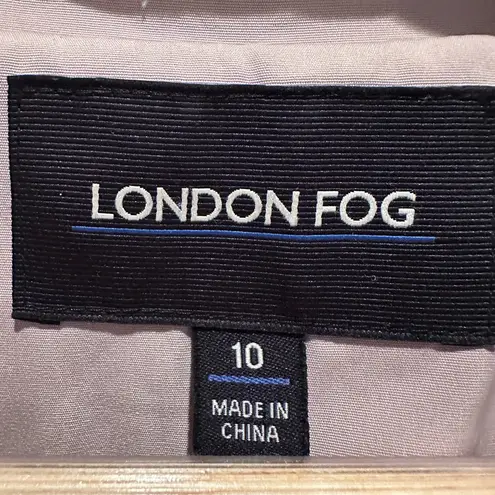 London Fog Belted Khaki Trench Coat Flannel Plaid Lined Size 10