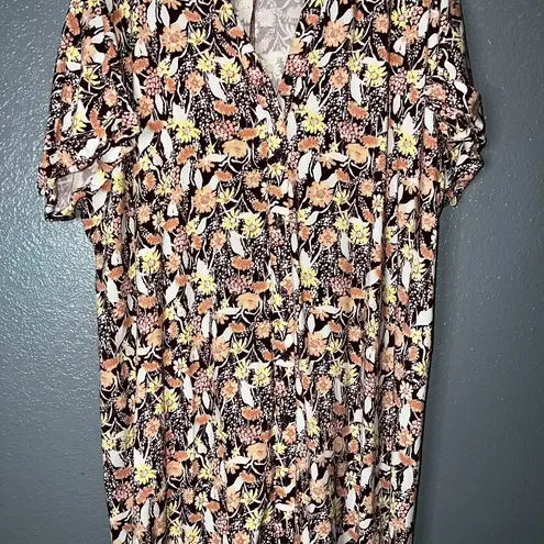 Ava & Viv Womens Floral Midi Dress Size 3X Babydoll Resortwear Travel