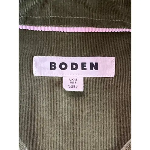 Boden Olive Green Corduroy Button Down Shirt Size Womens 8 100% Cotton Soft Fall Size M