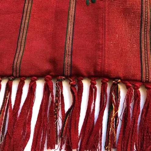 Altiplano Embroidered Cotton Red Boho Tassel Bag