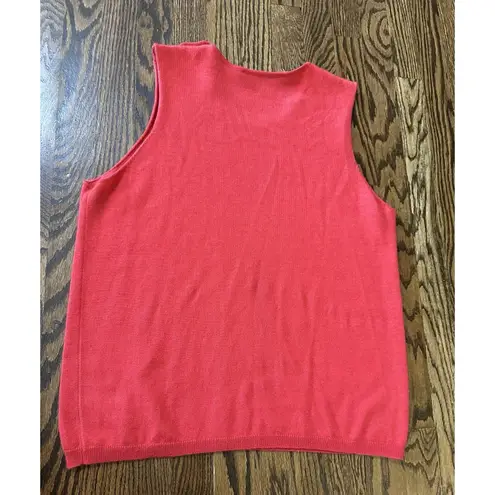 Oscar de la Renta Sleeveless Sweater Tank Red Large Cashmere Feel Missing Tag