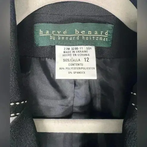 Harvé Benard New With Tags Harve Benard Jacket Blazer Black White Ribbon Trim Women’s Size 12