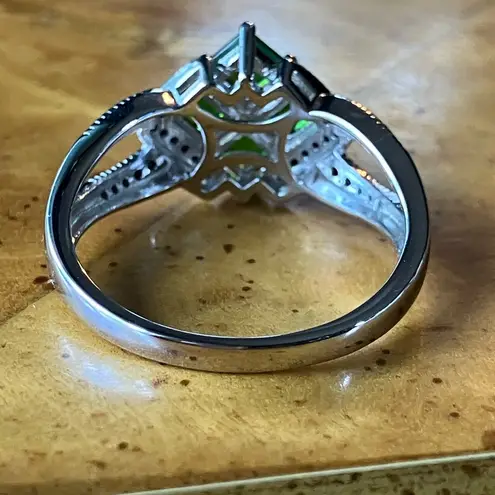 Natural Chrome Diopside Black Spinel Sterling Silver Ring Size 10