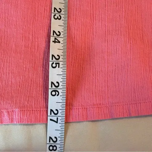 appleseed's Appleseed’s Pink 3/4 Sleeve Crochet Lace V Neck Tunic Top Crinkle Women’s Lg