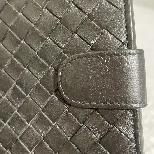 Bottega Veneta Woven Leather Wallet in Dark Gray
