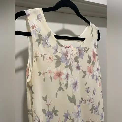 R & K VTG 90s Originals Cream & Pastel Spring Floral Midi Maxi Sleeveless Dress