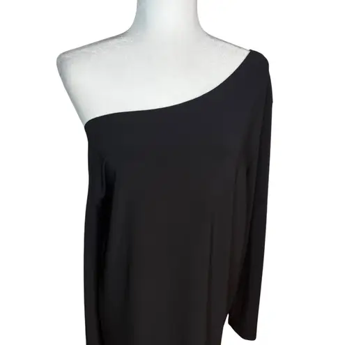 Norma Kamali REVOLVE Black One Shoulder Long Sleeve Midi Dress M 38 Chic Stretch