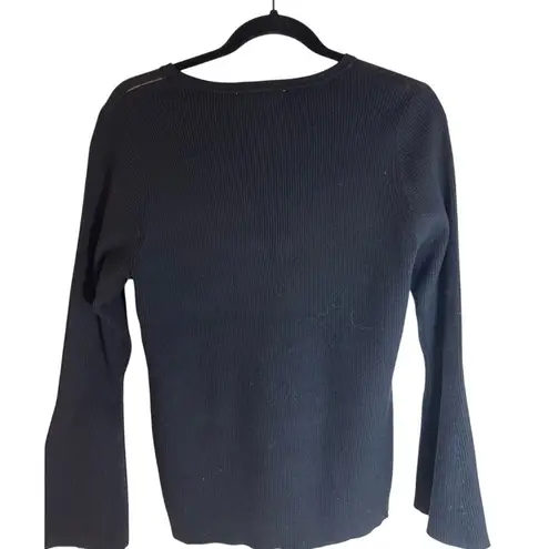 Sioni Milano Black Sweater Mesh Chest Flare Sleeve, Size Medium