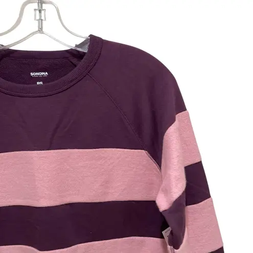 Sonoma Goods For Life Everyday Crewneck Sweatshirt Plum Stripe Petite Small Purple Size undefined