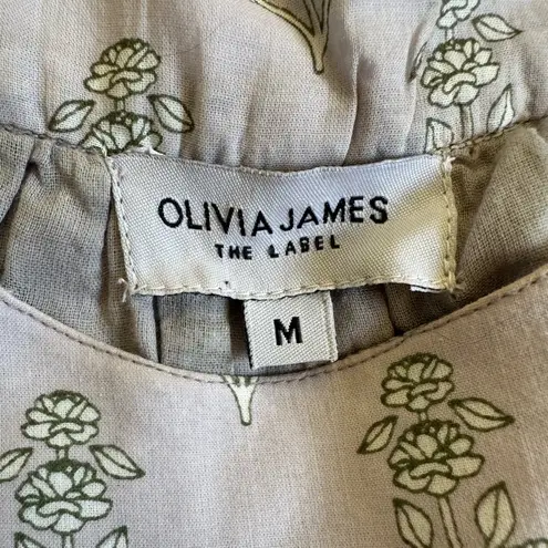 Olivia James The Label Anna Dress Scoop Neck Puff Sleeve Flounce Hem Size Medium Purple