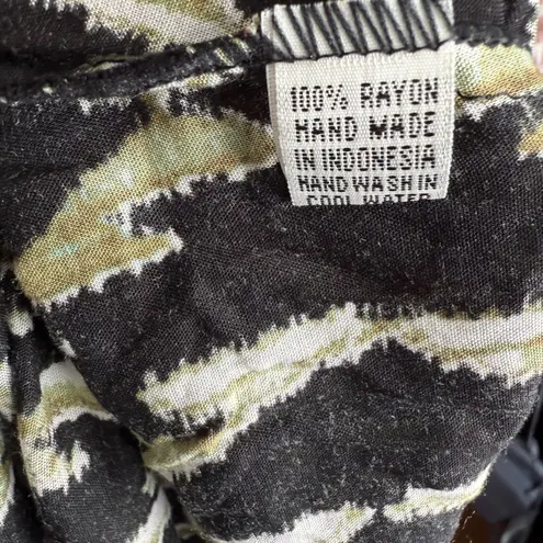 Tiare Hawaii Black Gold Tribal Diamond Print Maxi Dress Halter Neck Size S