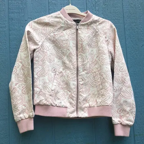Victoria Beckham Women's Paisley Print Pink Bomber Jacket Size XS