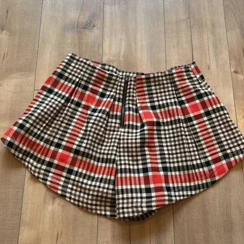 Free People NEW  Mayfair Pleated Plaid Shorts Rusty Combo Sz 2