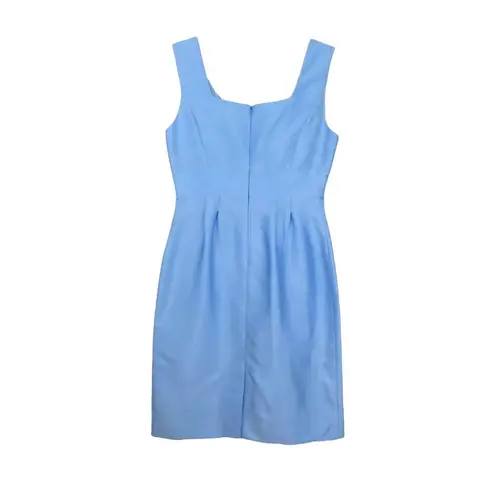 Vintage Tahari Baby Blue Satin Flower Ruffle Sleeveless Midi Slip Dress Size 4