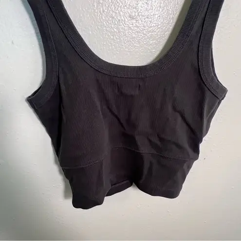 UpWest Cropped Ribbed Layering Tank Top in Soot N222 M Gray Size M