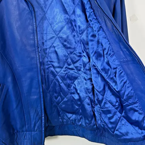 Andrew Marc Vintage 80's Electric Blue 100% Genuine Leather Jacket Womens Medium - Image 7