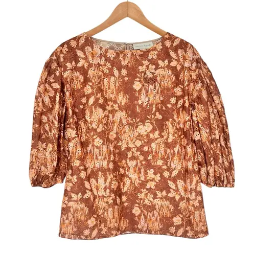 Sachin + Babi Mallory Blouse in Burgundy Peony Floral size XS Eyelet NWT
