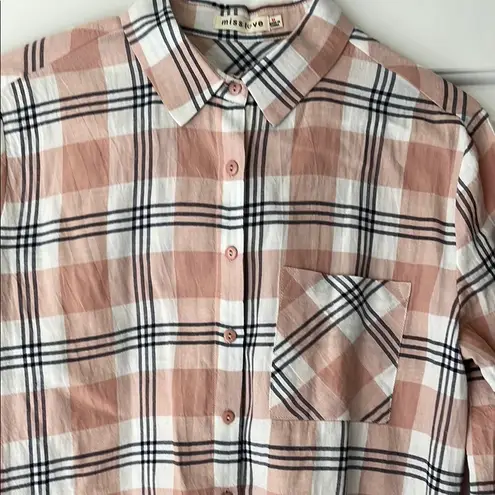 Miss Love Pink and White Button Down Shirt