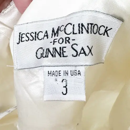 Gunne Sax JESSICA McCLINTOCK FOR | Cream and Gold Embroidered Floral Dress Sz. 3