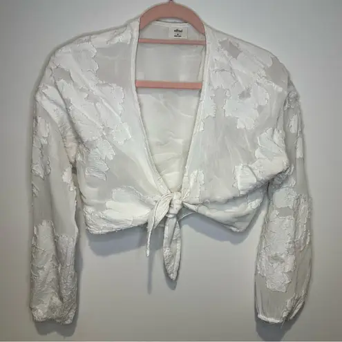 aritzia wilfred cropped wrap blouse size medium White