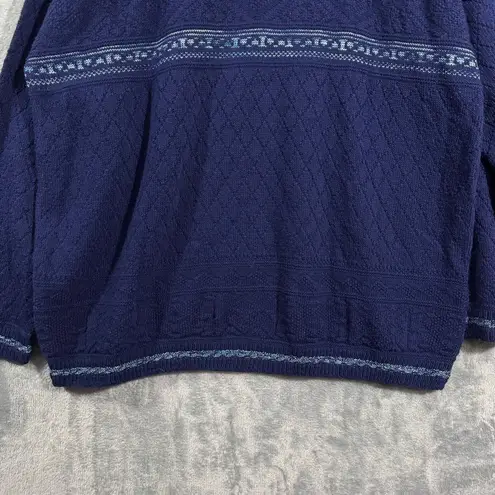 Vintage Spunky Made in USA Blue Knit Striped Sweater One Size/ Large