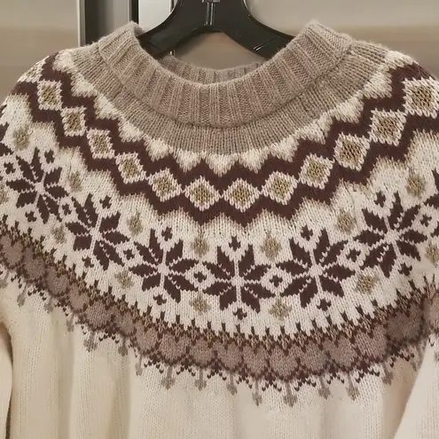 💕BODEN💕 Fair Isle Metallic Yarn Sweater ~ Warm Ivory Fair Isle Print US 8 NWOT