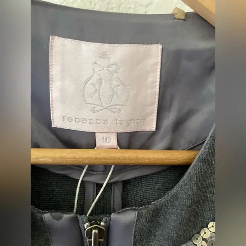 Rebecca Taylor Gray Sequin Zip Up Duster Jacket Dress Size 10