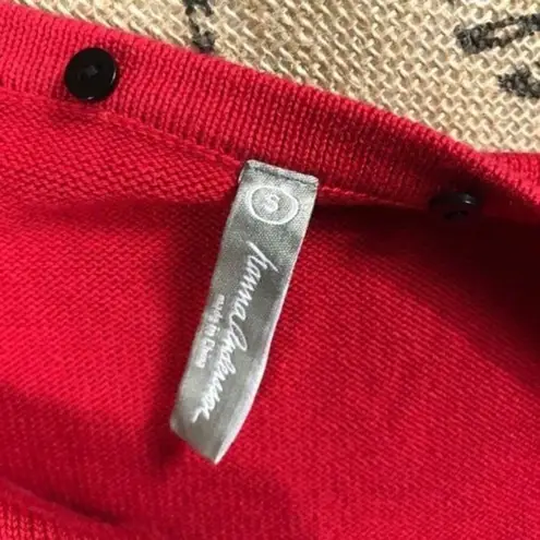 Hanna Andersson Red Cardigan Button Front Black Removable Collar Womens Small