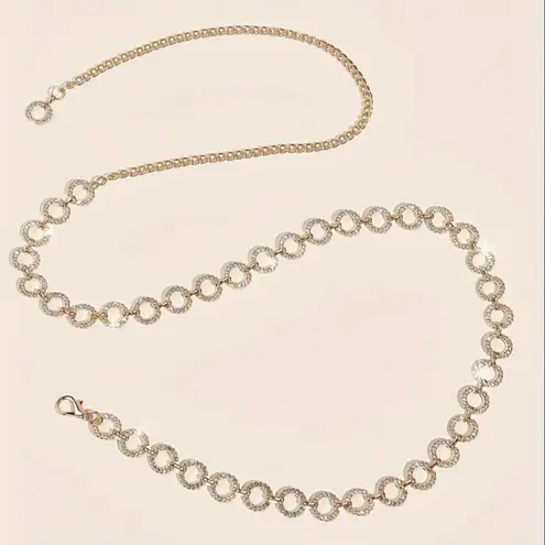 Elegant Gold Plated Rhinestone Waist Chain Belt Versatile Accessory Adjustable