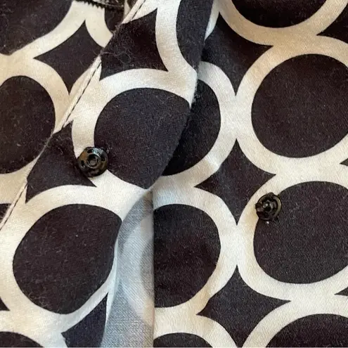 Ecology Women Sz 1X Cotton buttoned front lightweight jacket geo print Blazer Blue