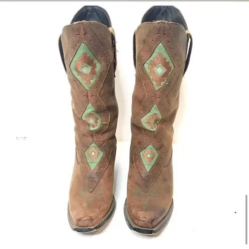 Durango  Western Cowboy  Cowgirl Boots Turquoise Diamond Leather Size 7