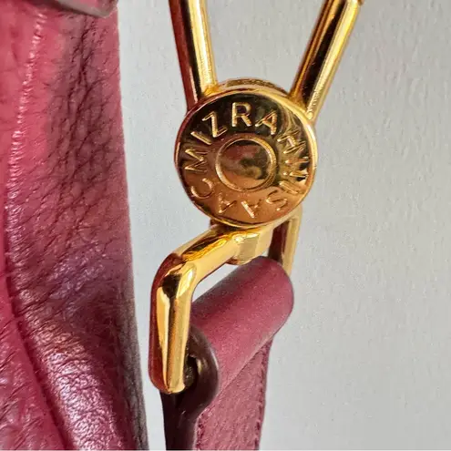 Isaac Mizrahi Bridgehampton Burgundy Cognac Leather Tote Messenger Turnlock Bag