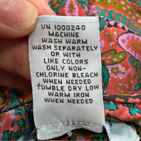 Vibrant Colorful Paisley Print Gene Meyer Midi Pleated Zippered Skirt, Size 6 Red