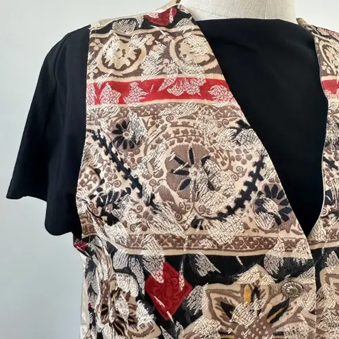 Anxiety Vintage Floral Tapestry Vest Sleeveless Top Medium M Boho Western Tan