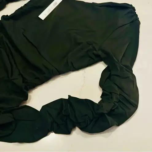 Susana Monaco Open Arm Gathered Long Sleeve Dress | Hunter Green | NWT | M