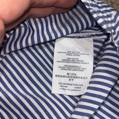 J.Crew  Perfect Pinstripe Button Up Bee Insect Embellishment Jewels‎ Blue White 0