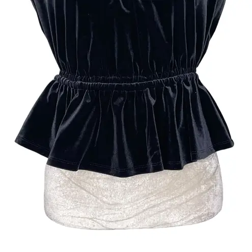 Adyson Parker  Velvet Peplum V-neck Top Women’s Size S Ruched Shoulder Holiday