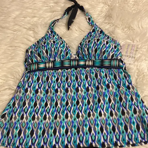24th & Ocean Black and Blue Swim Set Top and Bottom Shorts size L brand new Size L