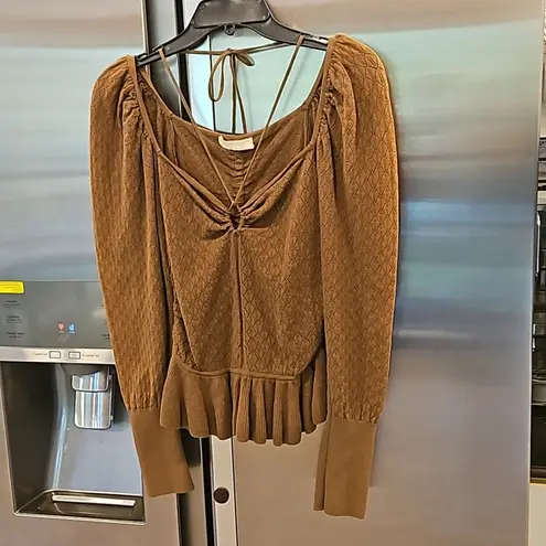 Ulla Johnson ππ Leland Pointelle Knit Top ~ Khaki Medium