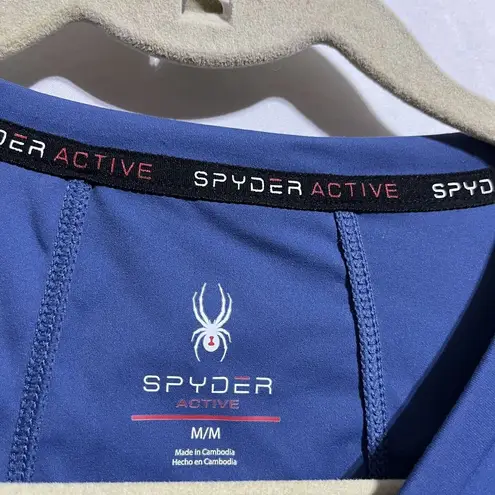 Spyder Active Top Womens Medium Blue Nylon Stretch Side Zip Long Sleeve Pullover