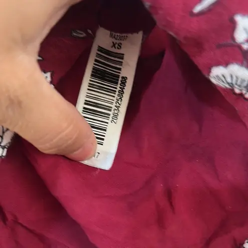 Sybilla Collection Burgundy Floral Zip Jacket Size XS Red