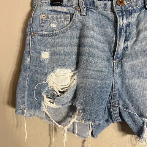 Pistola Distressed Cut Off Denim Jean Shorts Womens 27 Asher Blue Mid Rise Rigid