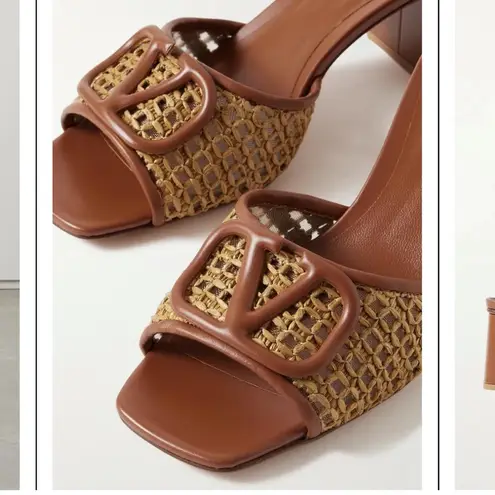 Valentino Garavani VLOGO 60 Embellished Raffia And Leather Mules