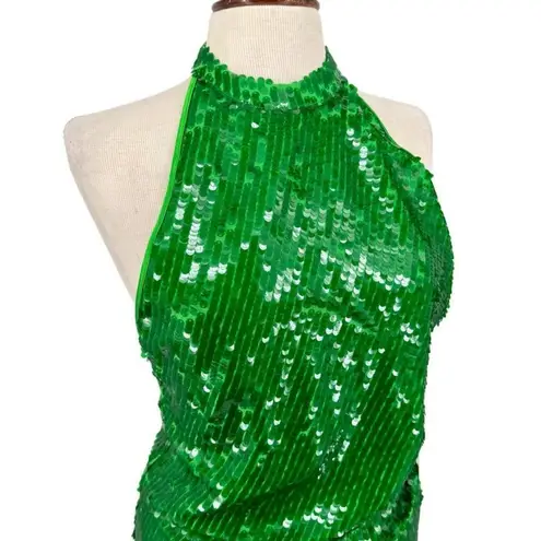 Ronny Kobo Alix Green Sequined Halter Midi Gown New Small