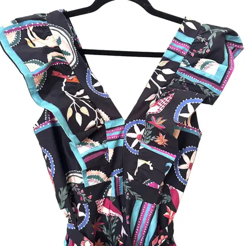 PATBO Cordel Print Belted Midi Dress NWT Sz 4 Black