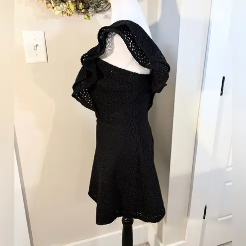 Shilla the Label One Shoulder Double Ruffle Lace Fit & Flare Mini Dress Sz XS💛